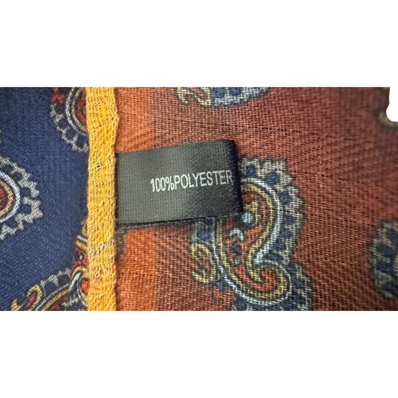 2/$30 NEW Navy Blue Rust Gold Paisley Printed Silky Polyester Fashion Scarf - Picture 8 of 9